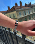 Bracelet Cleo homme argenté et noir