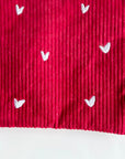Trousse petits cœurs rouges en velours côtelé