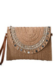 Pochette Raffia avec sequin et bandoulière