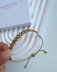 Bracelet ajustable doré Clouté