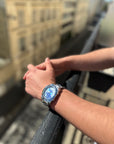Montre Azul homme argenté et bleuté
