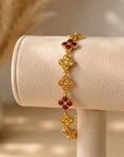 Bracelet fleuris ton Rouge/rosé