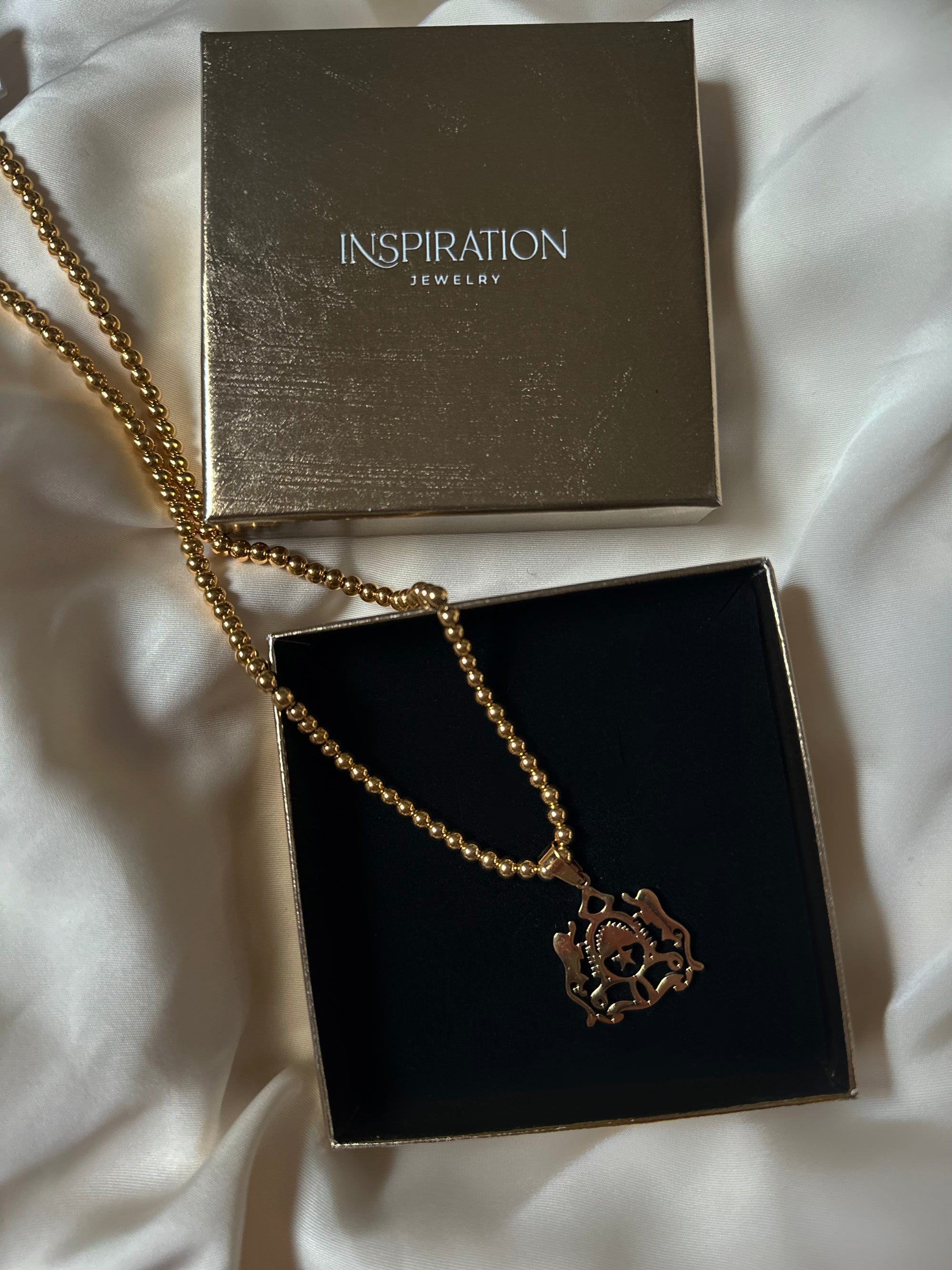 Collier avec armoirie Maroc Perlé doré ou argenté