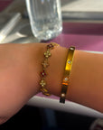 Bracelet fleuris ton Rouge/rosé